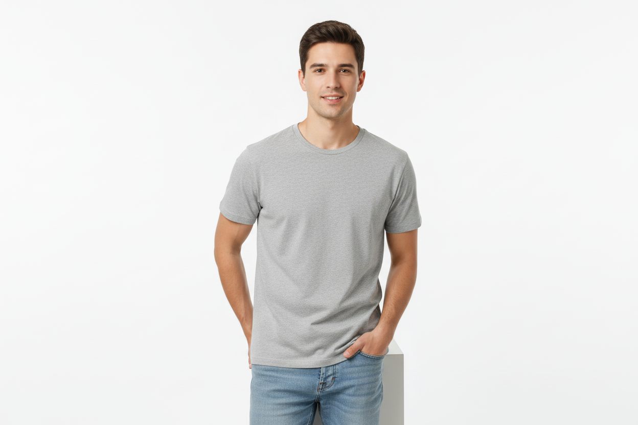 Another Person Wearing Grey T-Shirt
