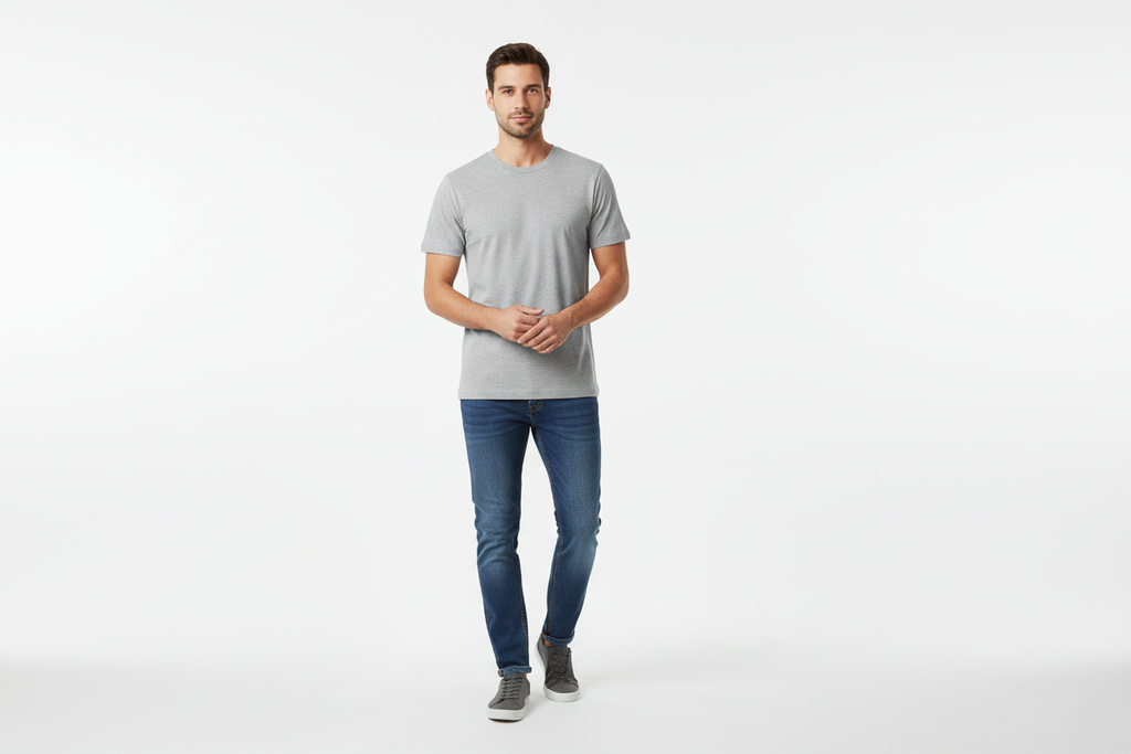 Person Wearing Grey T-Shirt