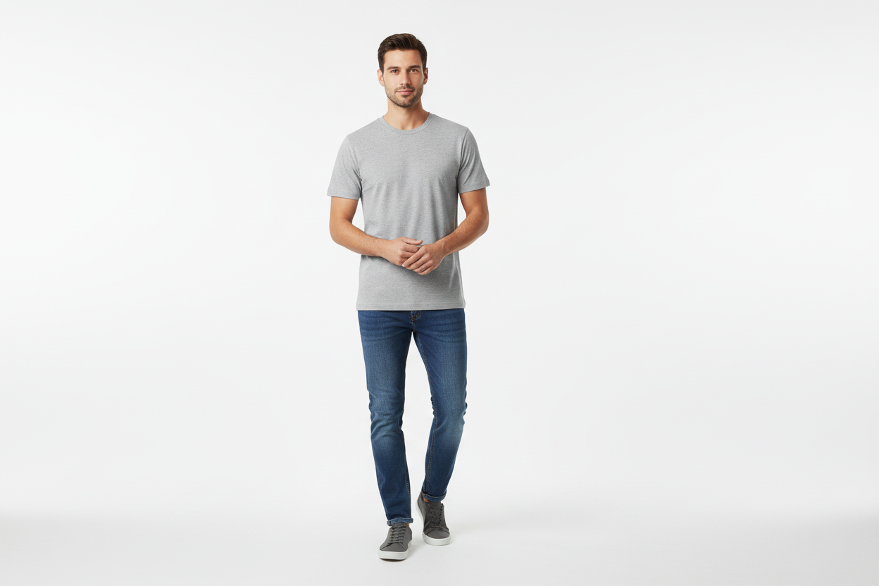 Person Wearing Grey T-Shirt